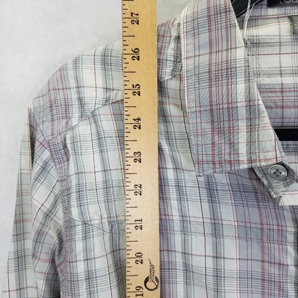 Toad & Co Surveyor Shirt Men's S Grey Plaid Button Up Camp Sleeve Outdoor Hike - Picture 13 of 16